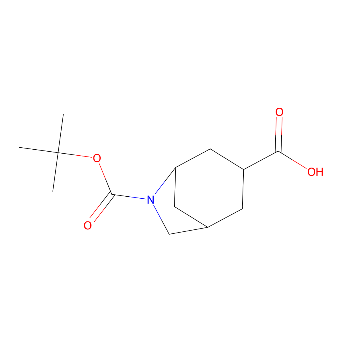 rac-(1R,3R,5R)-6-[(tert-butoxy)carbonyl]-6-azabicyclo[3.2.1]octane-3-carboxylic acid molecular structure, CAS 2741321-89-9