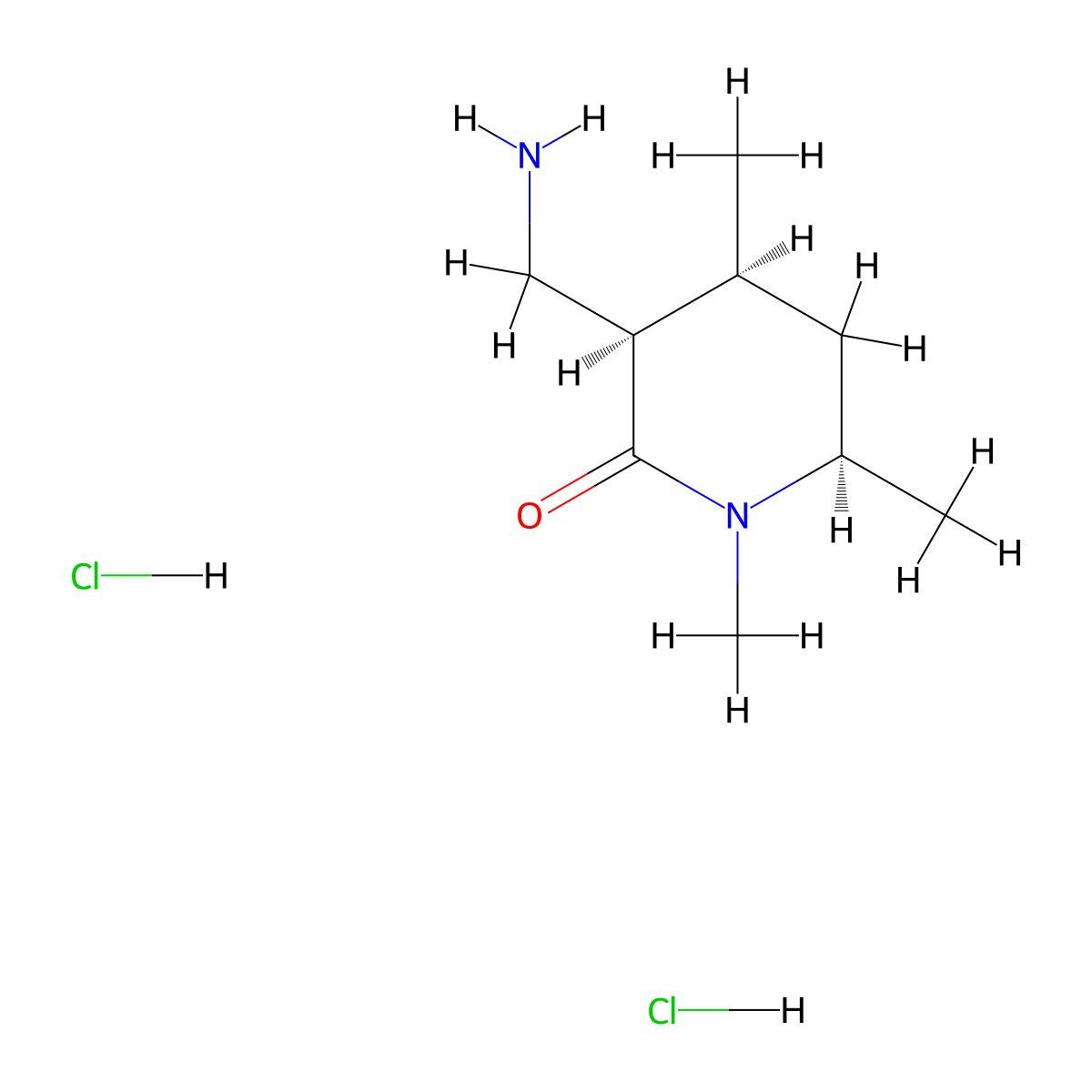 rac-(3R,4S,6R)-3-(aminomethyl)-1,4,6-trimethylpiperidin-2-one dihydrochloride molecular structure, CAS 2741322-36-9