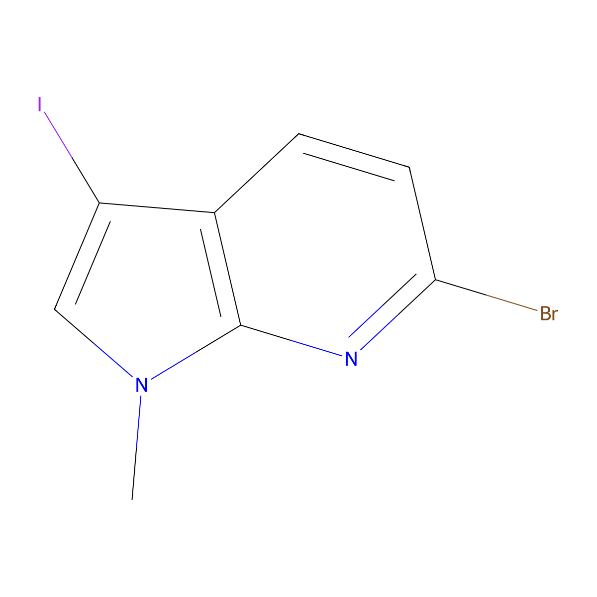 6-bromo-3-iodo-1-methyl-1H-pyrrolo[2,3-b]pyridine molecular structure, CAS 2741329-21-3