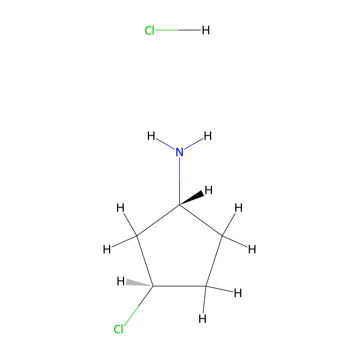 rac-(1R,3R)-3-chlorocyclopentan-1-amine hydrochloride molecular structure, CAS 2741333-13-9