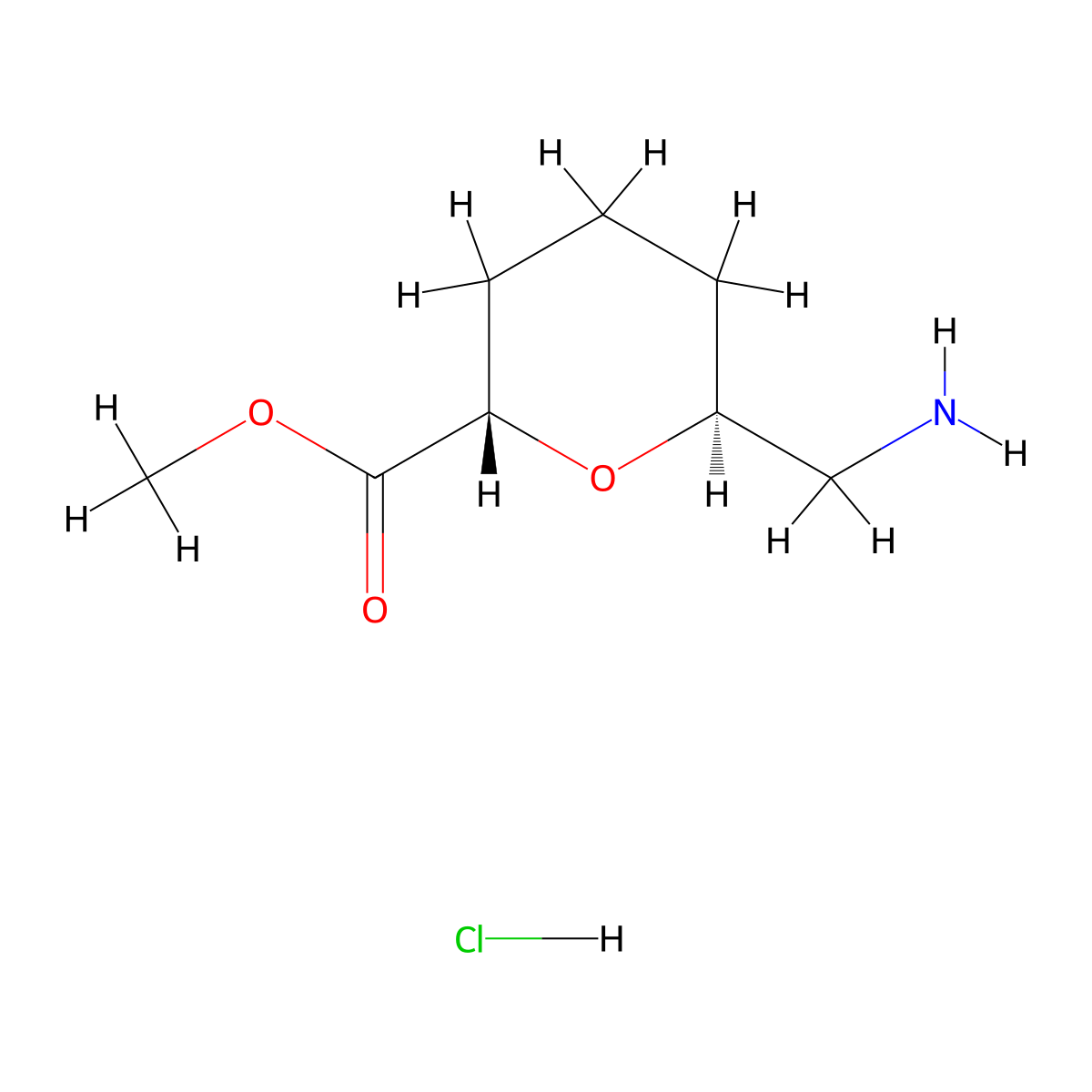 rac-methyl (2R,6R)-6-(aminomethyl)oxane-2-carboxylate hydrochloride molecular structure, CAS 2741363-08-4