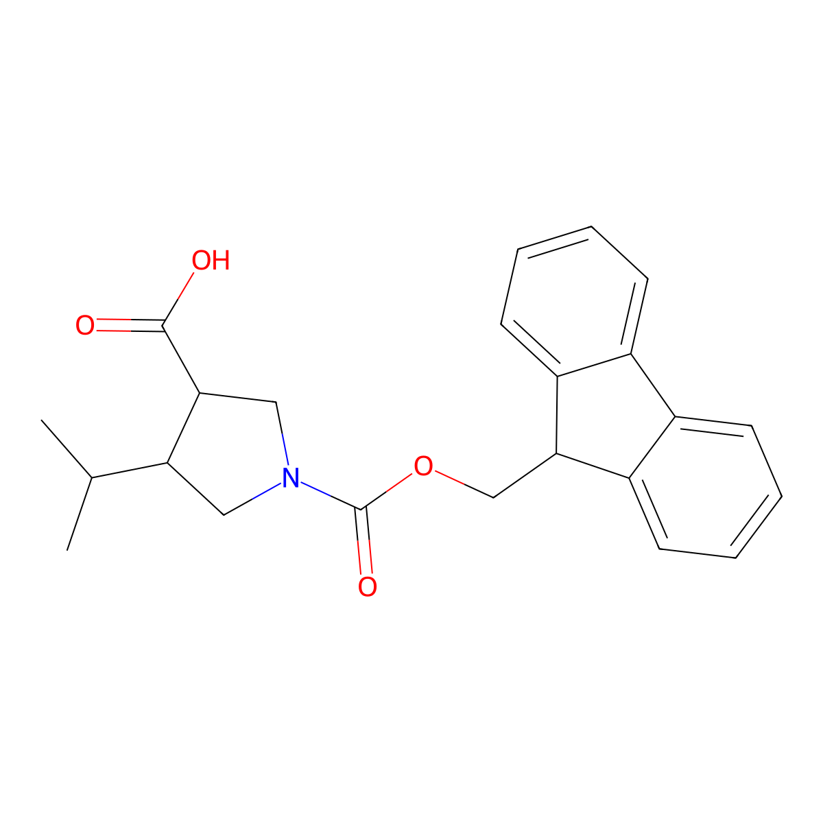 rac-(3R,4R)-1-{[(9H-fluoren-9-yl)methoxy]carbonyl}-4-(propan-2-yl)pyrrolidine-3-carboxylicacid molecular structure, CAS 2741363-41-5