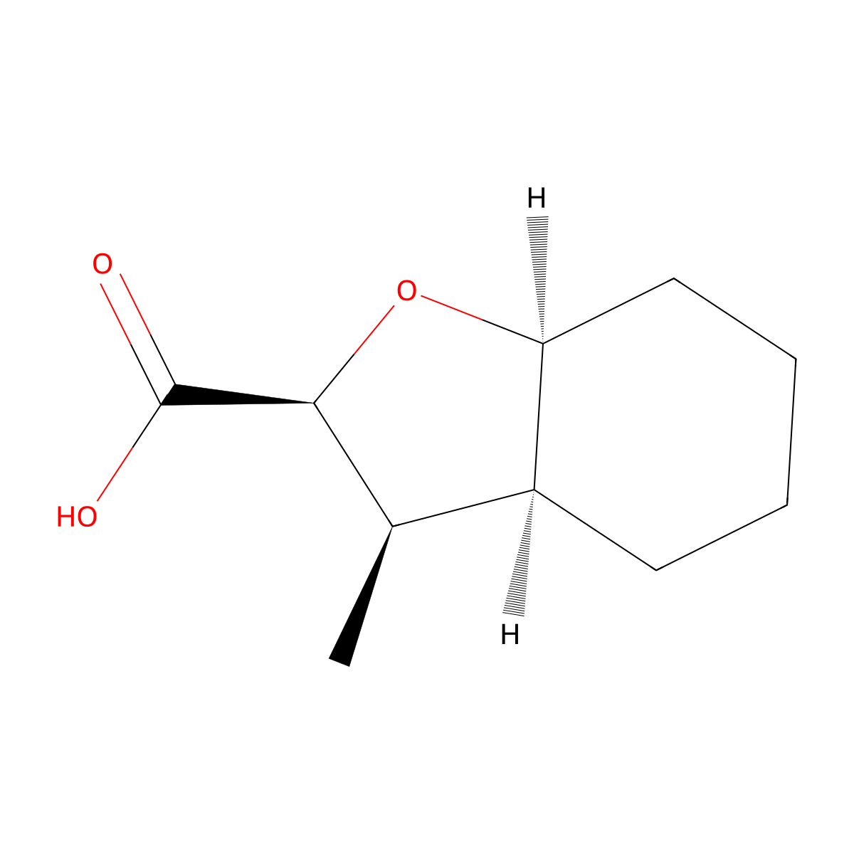 rac-(2R,3S,3aR,7aR)-3-methyl-octahydro-1-benzofuran-2-carboxylic acid molecular structure, CAS 2741363-81-3