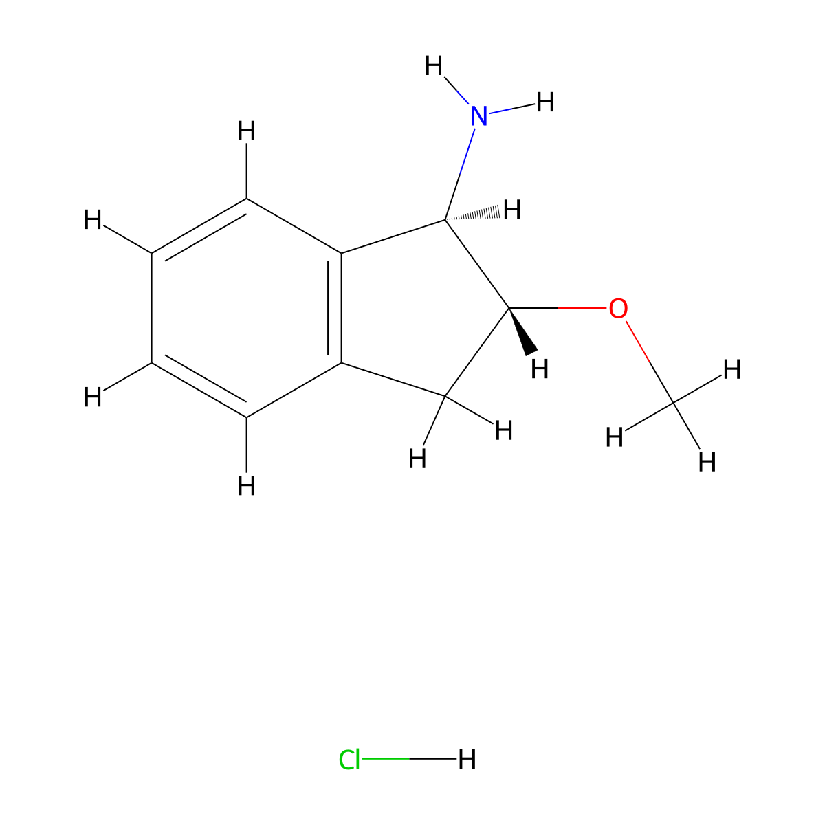 rac-(1R,2R)-2-methoxy-2,3-dihydro-1H-inden-1-amine hydrochloride molecular structure, CAS 2741373-45-3