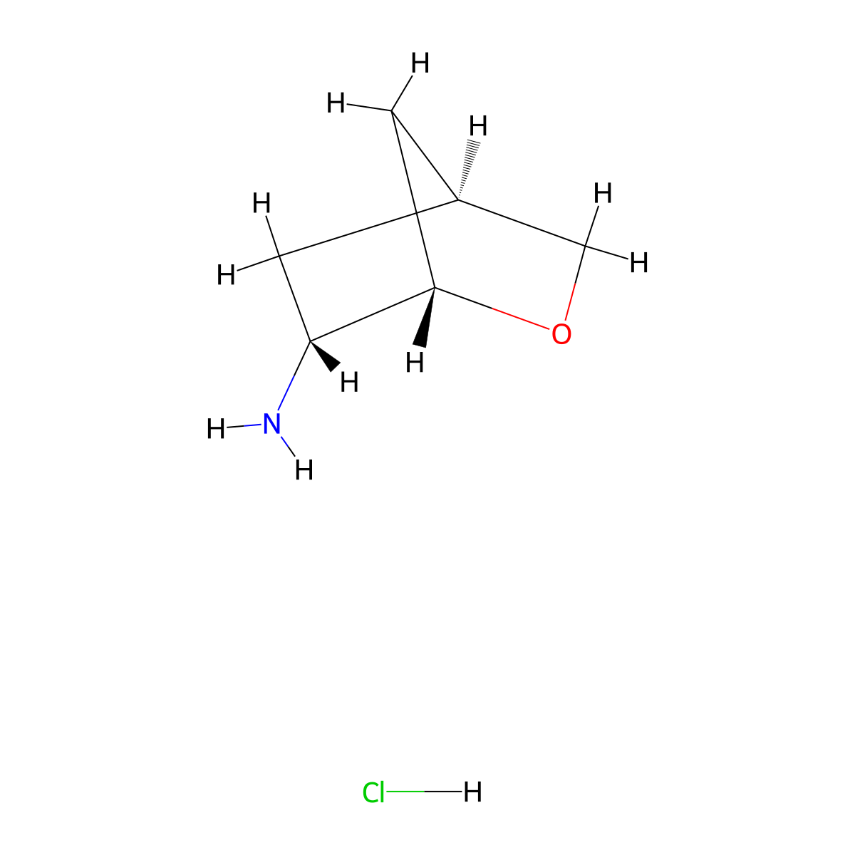 rac-(1R,4R,6S)-2-oxabicyclo(2.2.1)heptan-6-amine hydrochloride molecular structure, CAS 2741373-53-3