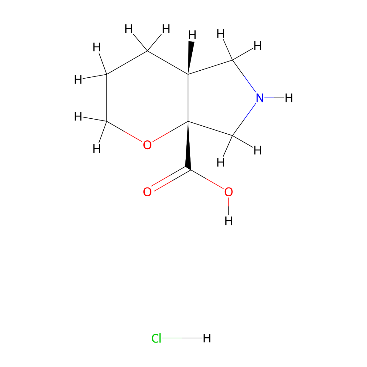 rac-(4aR,7aR)-octahydropyrano(2,3-c)pyrrole-7a-carboxylic acid hydrochloride molecular structure, CAS 2741429-91-2