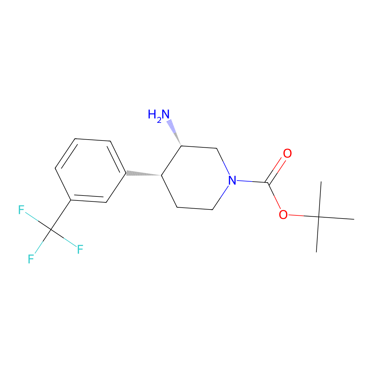 rac-tert-butyl (3R,4S)-3-amino-4-[3-(trifluoromethyl)phenyl]piperidine-1-carboxylate molecular structure, CAS 2741438-05-9