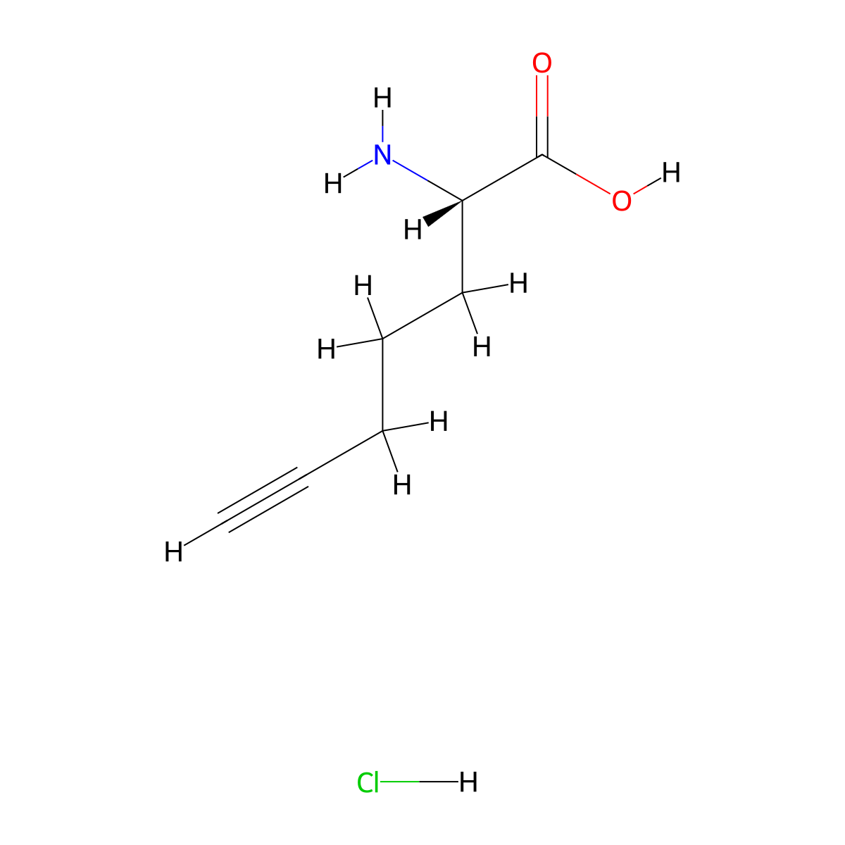 (2S)-2-aminohept-6-ynoic acid hydrochloride molecular structure, CAS 2741481-98-9
