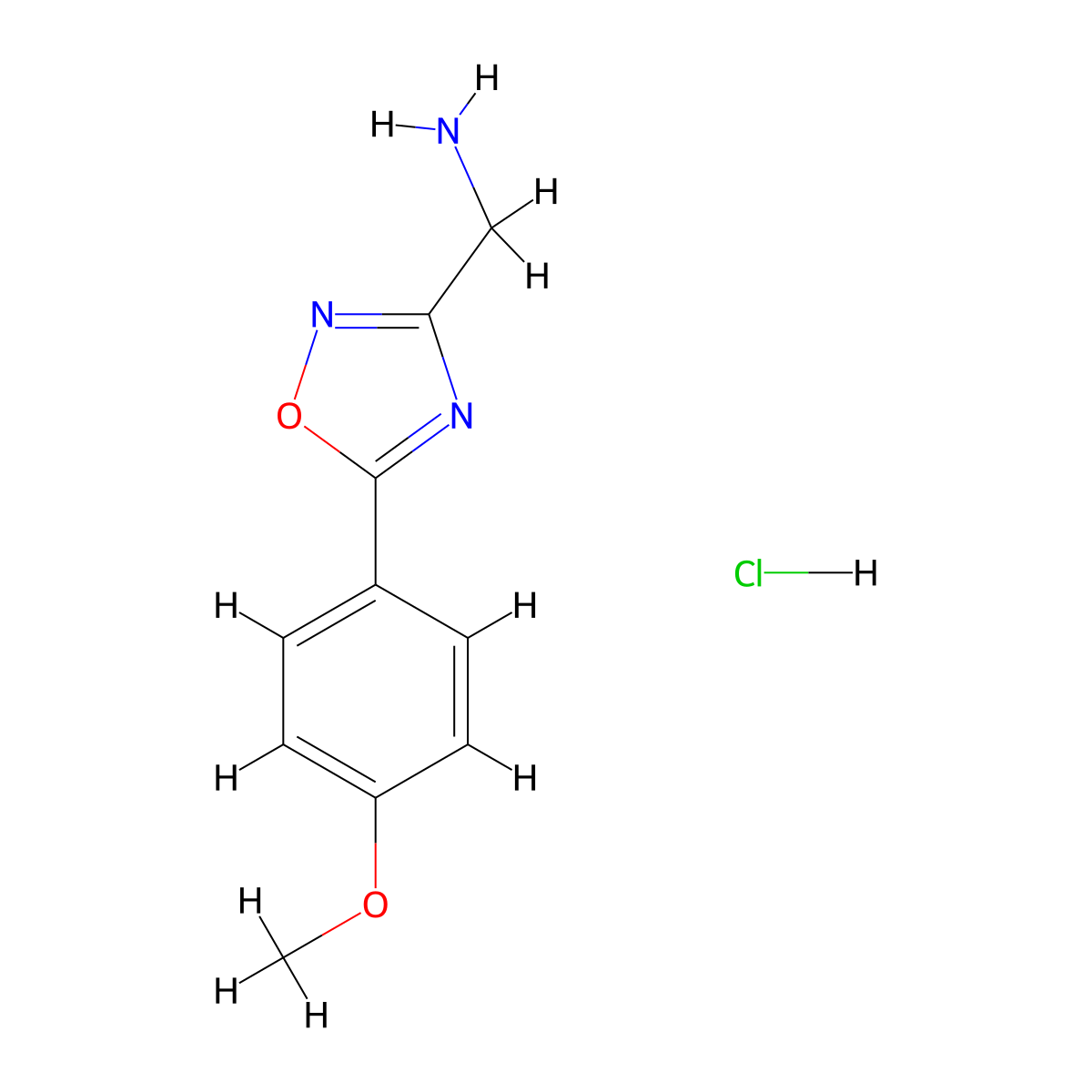1-[5-(4-Methoxyphenyl)-1,2,4-oxadiazol-3-yl]methanamine hydrochloride molecular structure, CAS 2741497-35-6