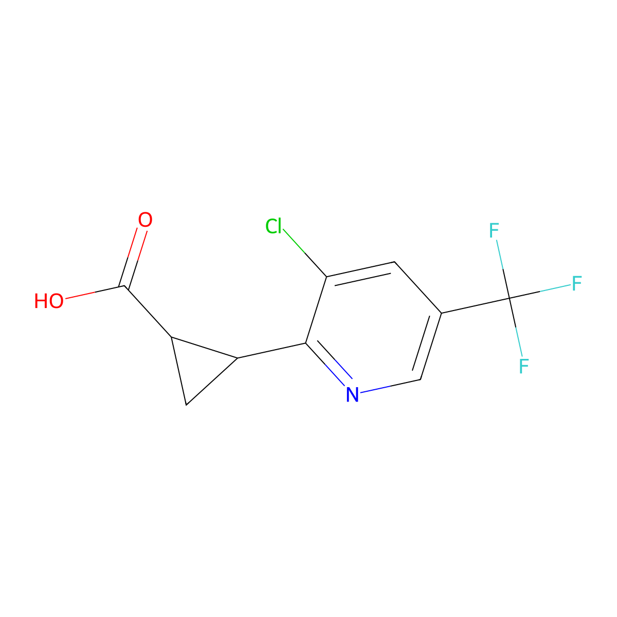 2-[3-Chloro-5-(trifluoromethyl)-2-pyridyl]cyclopropanecarboxylic Acid molecular structure, CAS 2741515-33-1