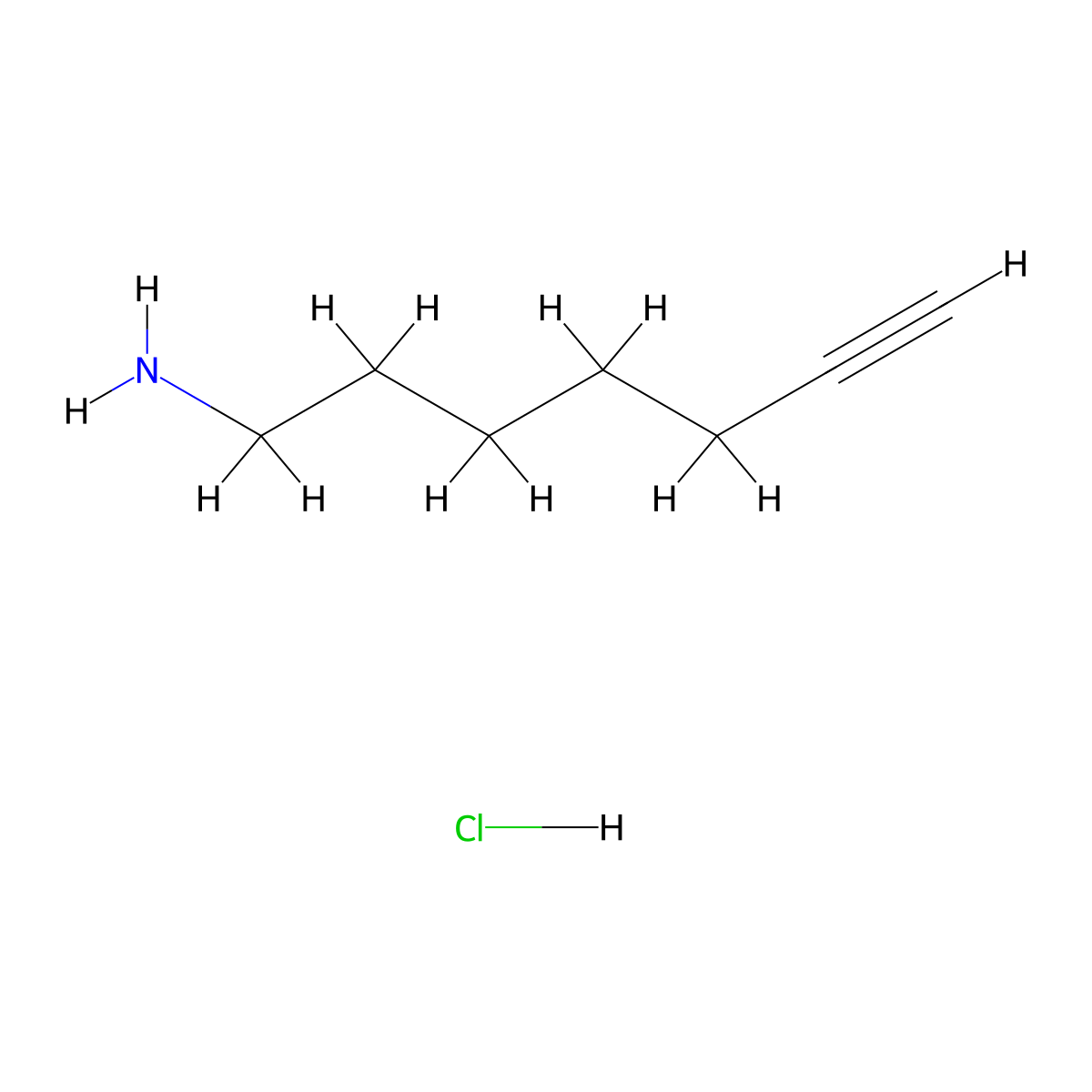 Hept-6-yn-1-amine hydrochloride molecular structure, CAS 2741532-28-3