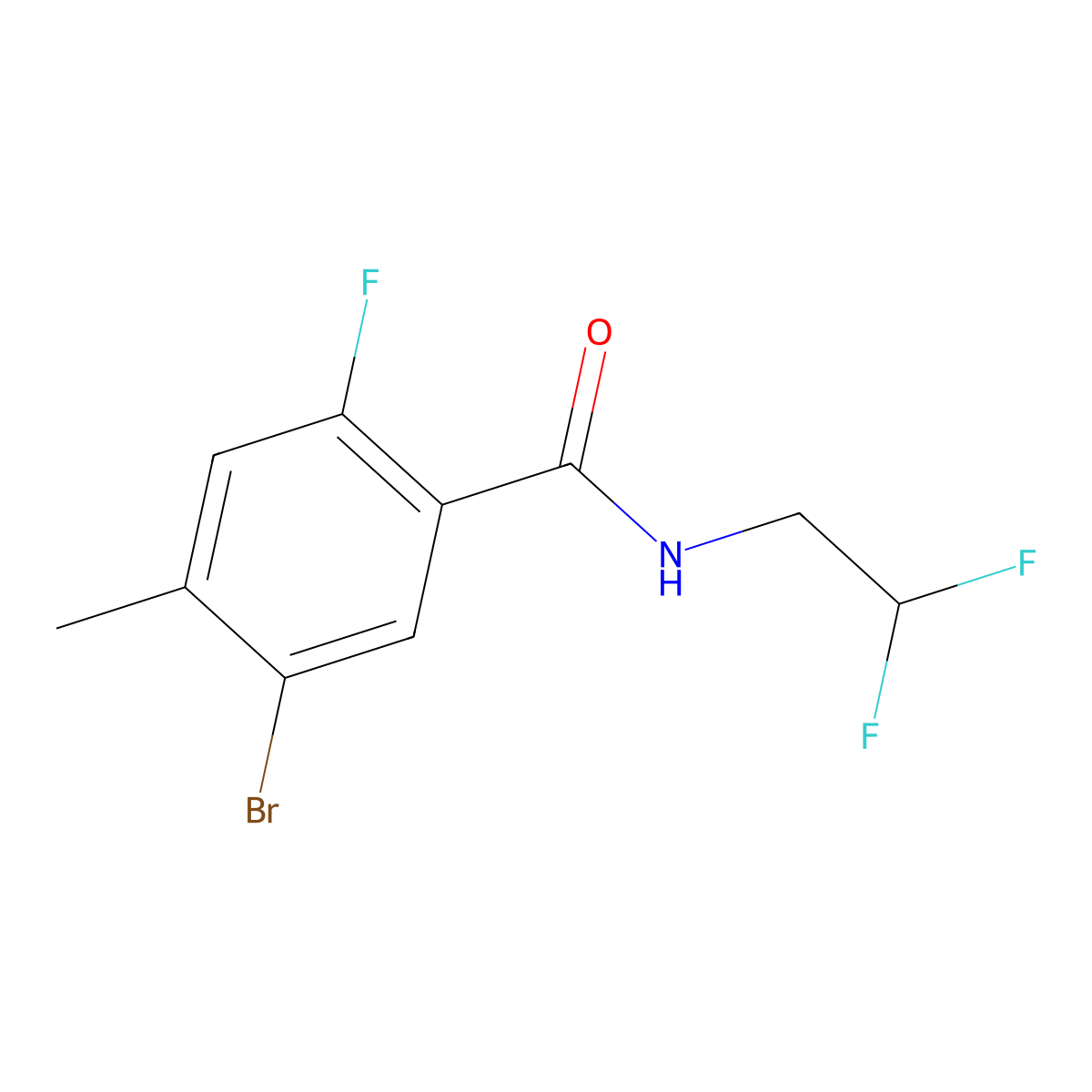 5-Bromo-N-(2,2-difluoroethyl)-2-fluoro-4-methylbenzamide molecular structure, CAS 2741587-53-9
