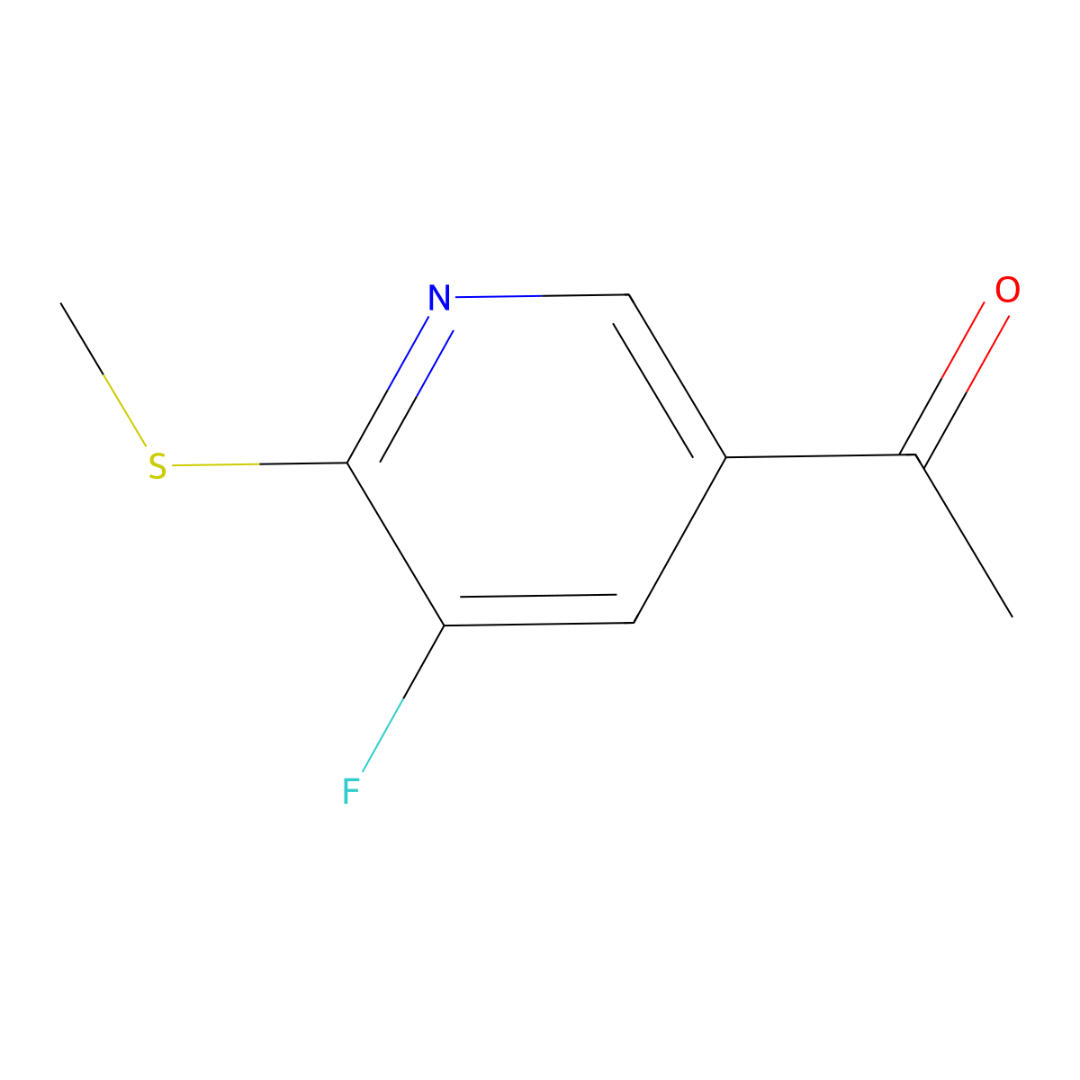 1-(5-Fluoro-6-(methylthio)pyridin-3-yl)ethan-1-one molecular structure, CAS 2741600-40-6