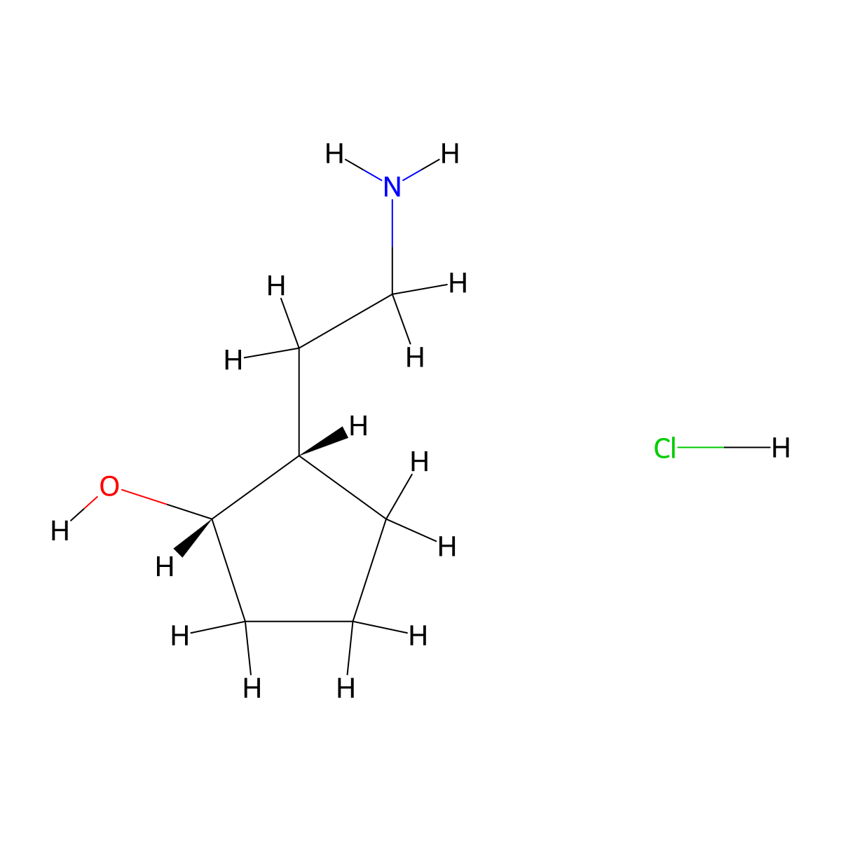 rac-(1R,2R)-2-(2-aminoethyl)cyclopentan-1-ol hydrochloride molecular structure, CAS 2741634-53-5