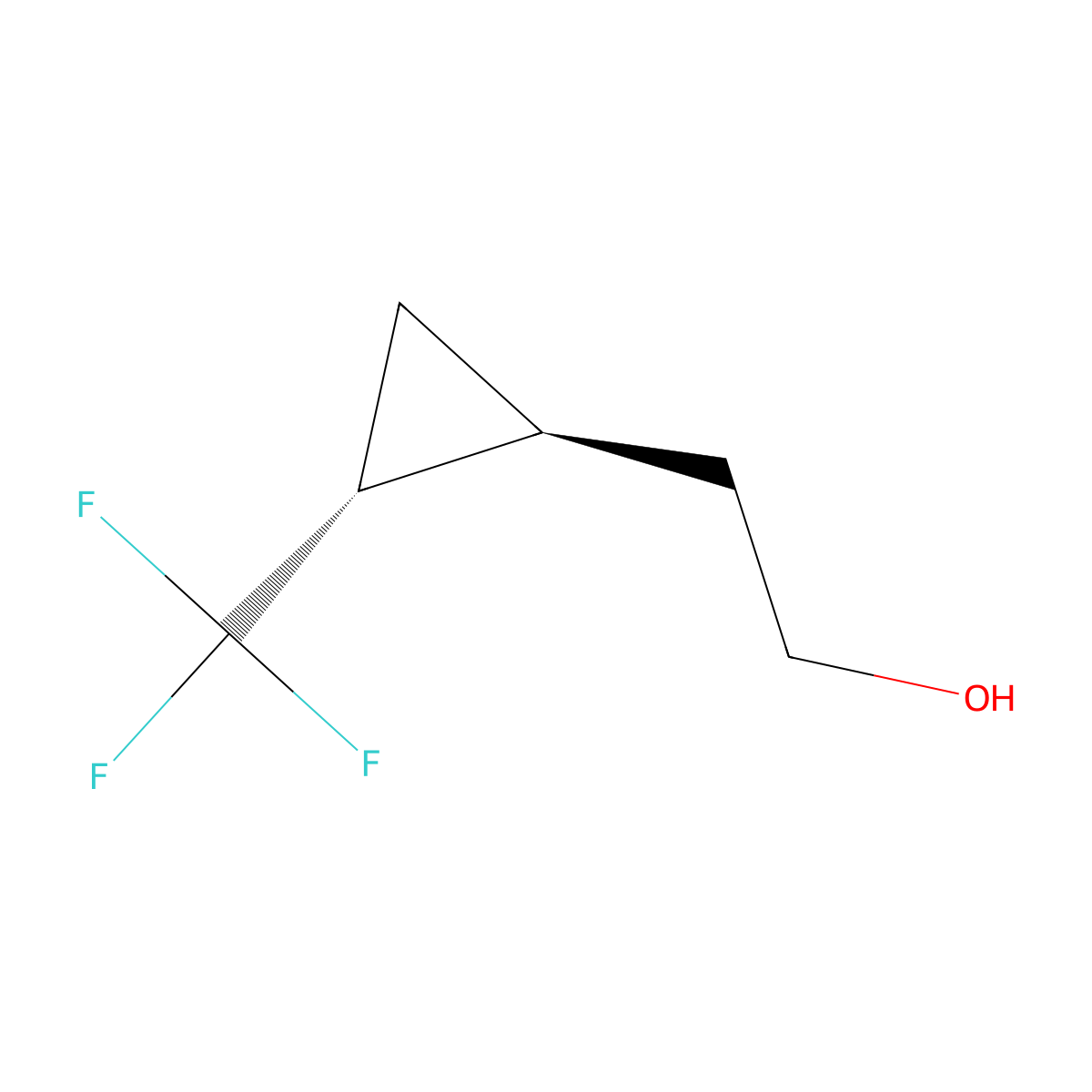 rac-2-[(1R,2S)-2-(trifluoromethyl)cyclopropyl]ethan-1-ol molecular structure, CAS 2741641-49-4