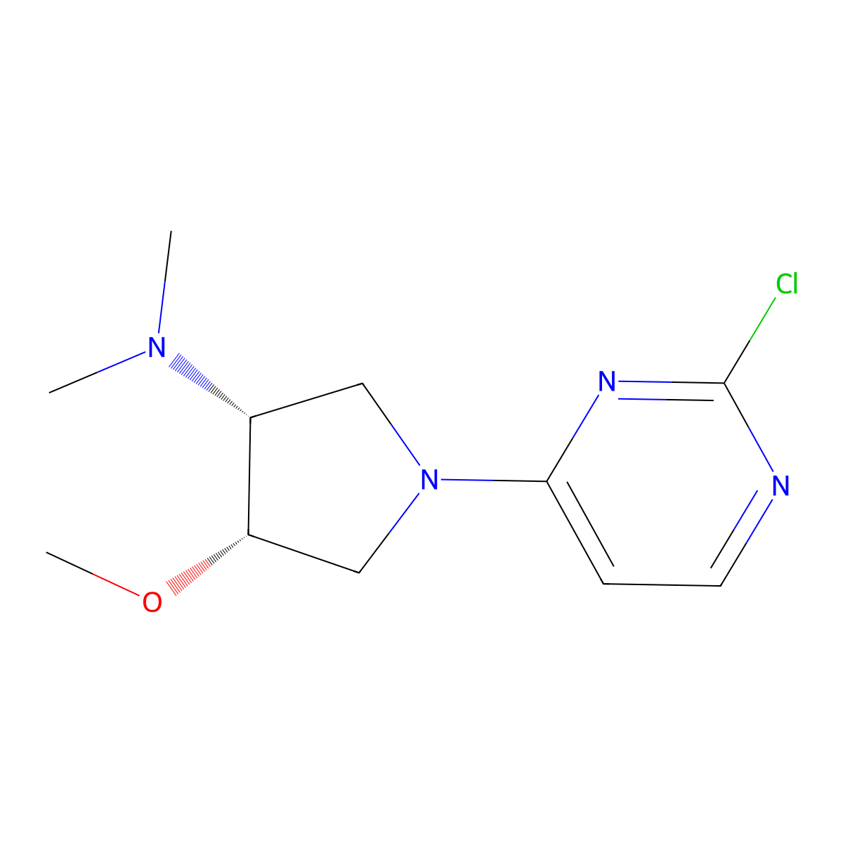 rac-(3R,4S)-1-(2-chloropyrimidin-4-yl)-4-methoxy-N,N-dimethylpyrrolidin-3-amine molecular structure, CAS 2741667-02-5