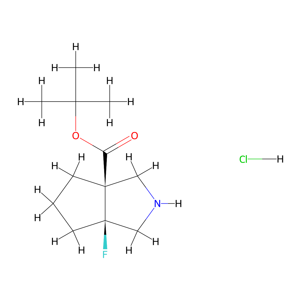 rac-tert-butyl (3aR,6aS)-6a-fluoro-octahydrocyclopenta[c]pyrrole-3a-carboxylate hydrochloride molecular structure, CAS 2741667-32-1