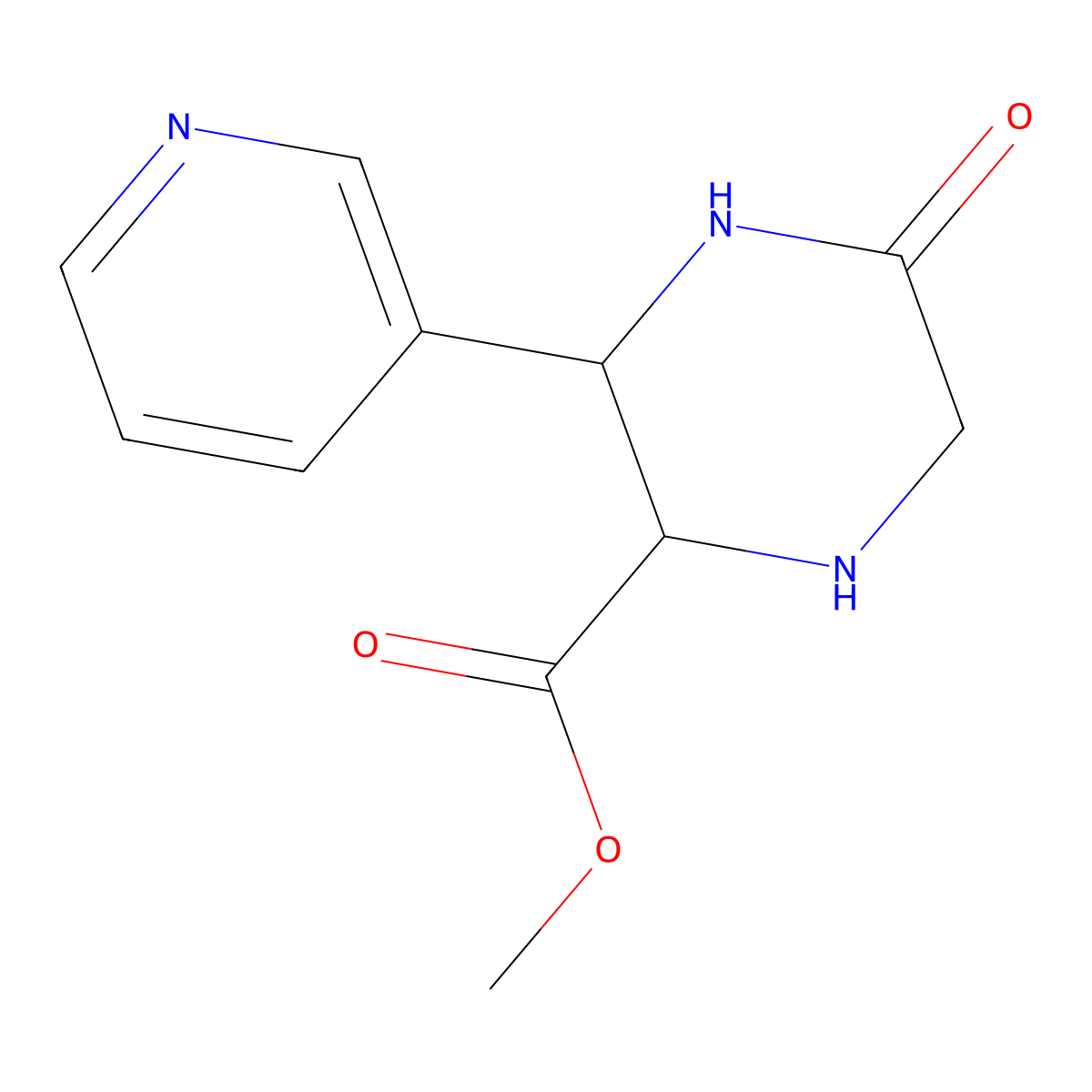 Methyl (2R,3S)-5-oxo-3-pyridin-3-ylpiperazine-2-carboxylate molecular structure, CAS 2741668-50-6