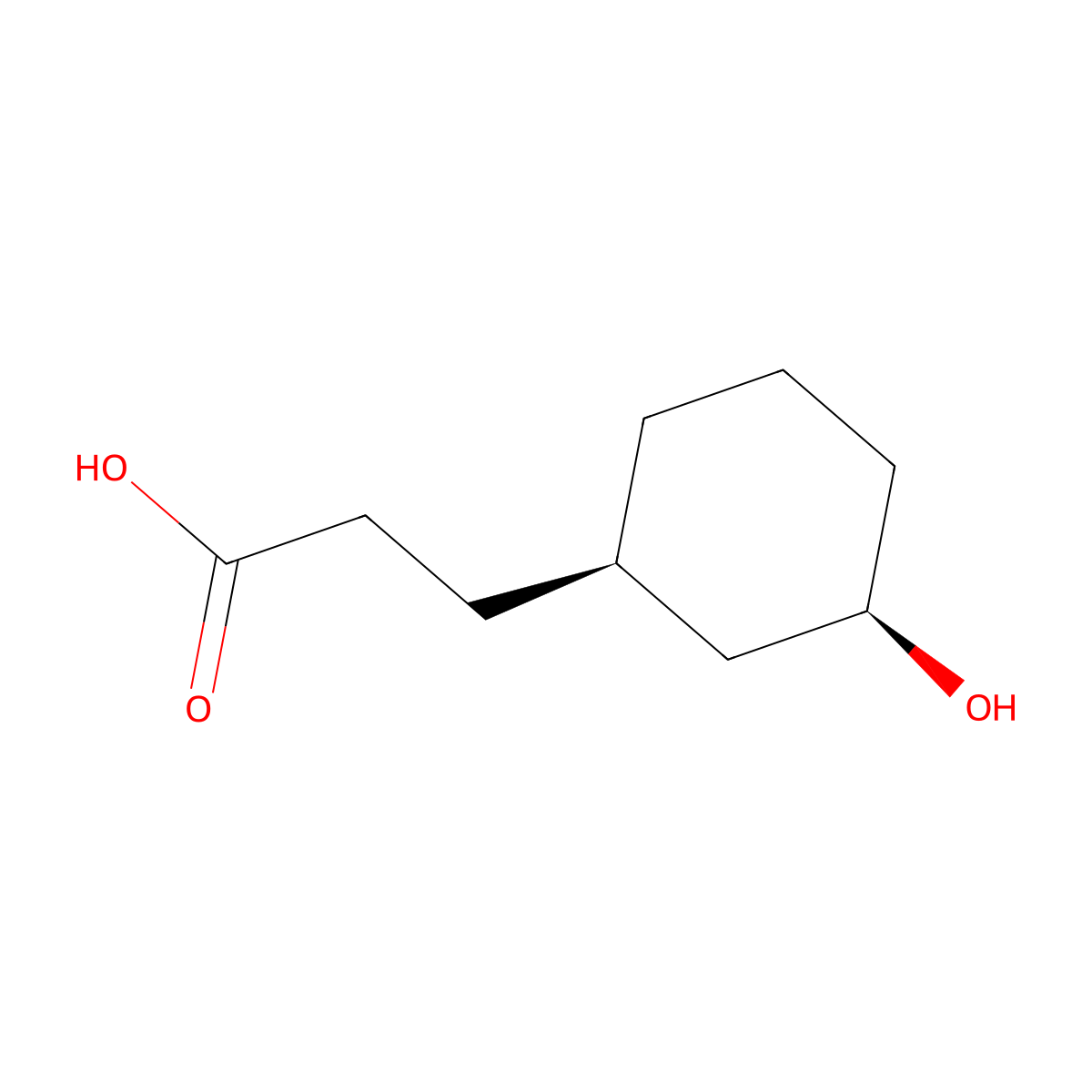 rac-3-[(1R,3R)-3-hydroxycyclohexyl]propanoic acid molecular structure, CAS 2741668-64-2