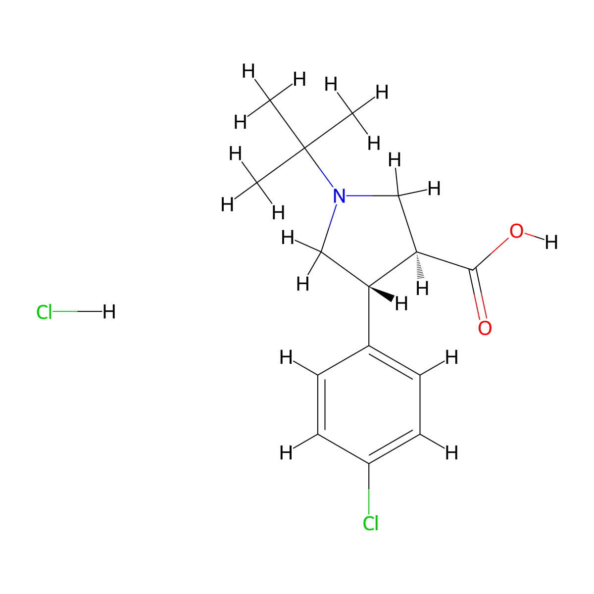 (3S,4R)-1-(Tert-butyl)-4-(4-chlorophenyl)pyrrolidine-3-carboxylic acid hydrochloride molecular structure, CAS 2741668-68-6