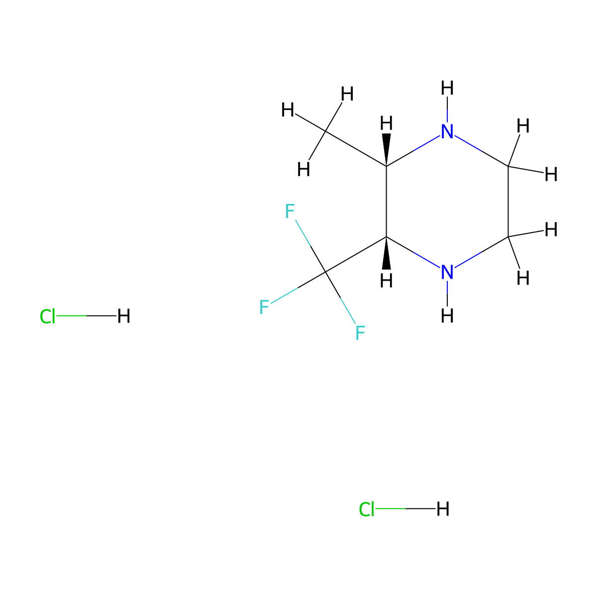 rac-(2R,3R)-2-methyl-3-(trifluoromethyl)piperazine dihydrochloride molecular structure, CAS 2741670-05-1