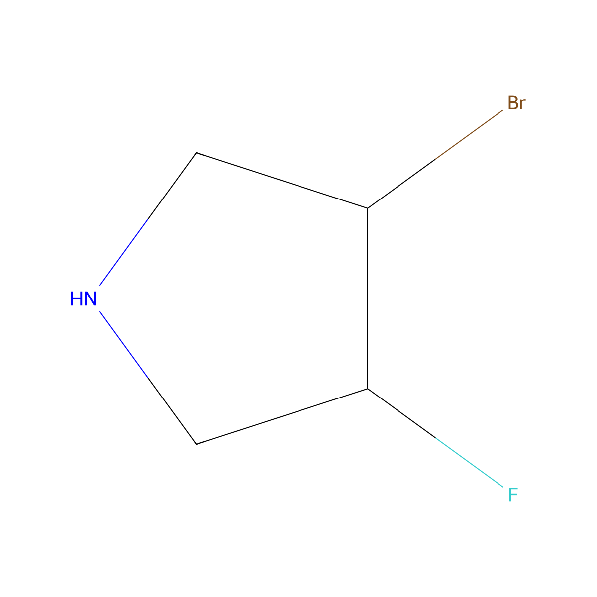 rac-(3R,4R)-3-bromo-4-fluoropyrrolidine molecular structure, CAS 2741670-11-9