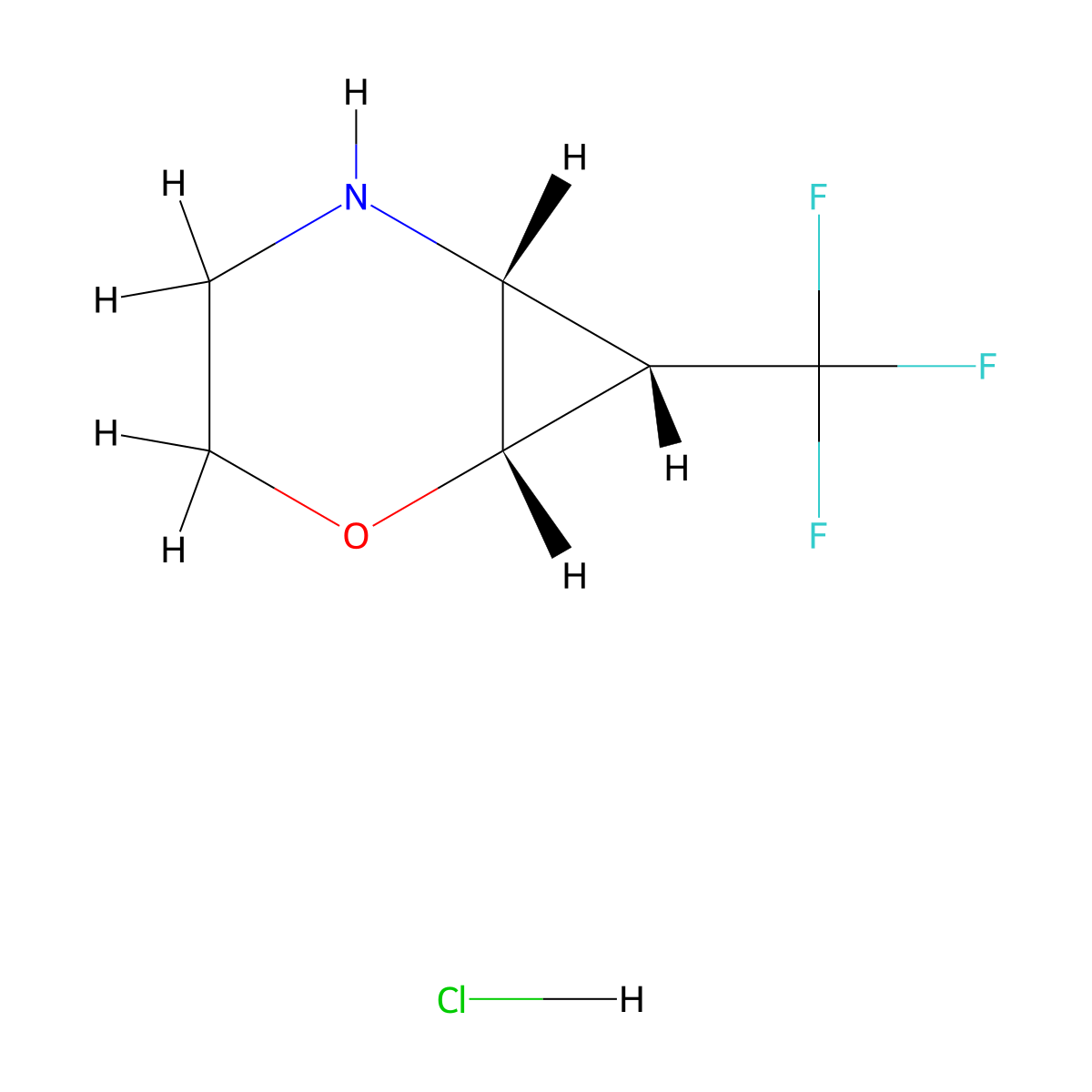 rac-(1R,6S,7R)-7-(trifluoromethyl)-2-oxa-5-azabicyclo[4.1.0]heptane hydrochloride molecular structure, CAS 2741680-17-9