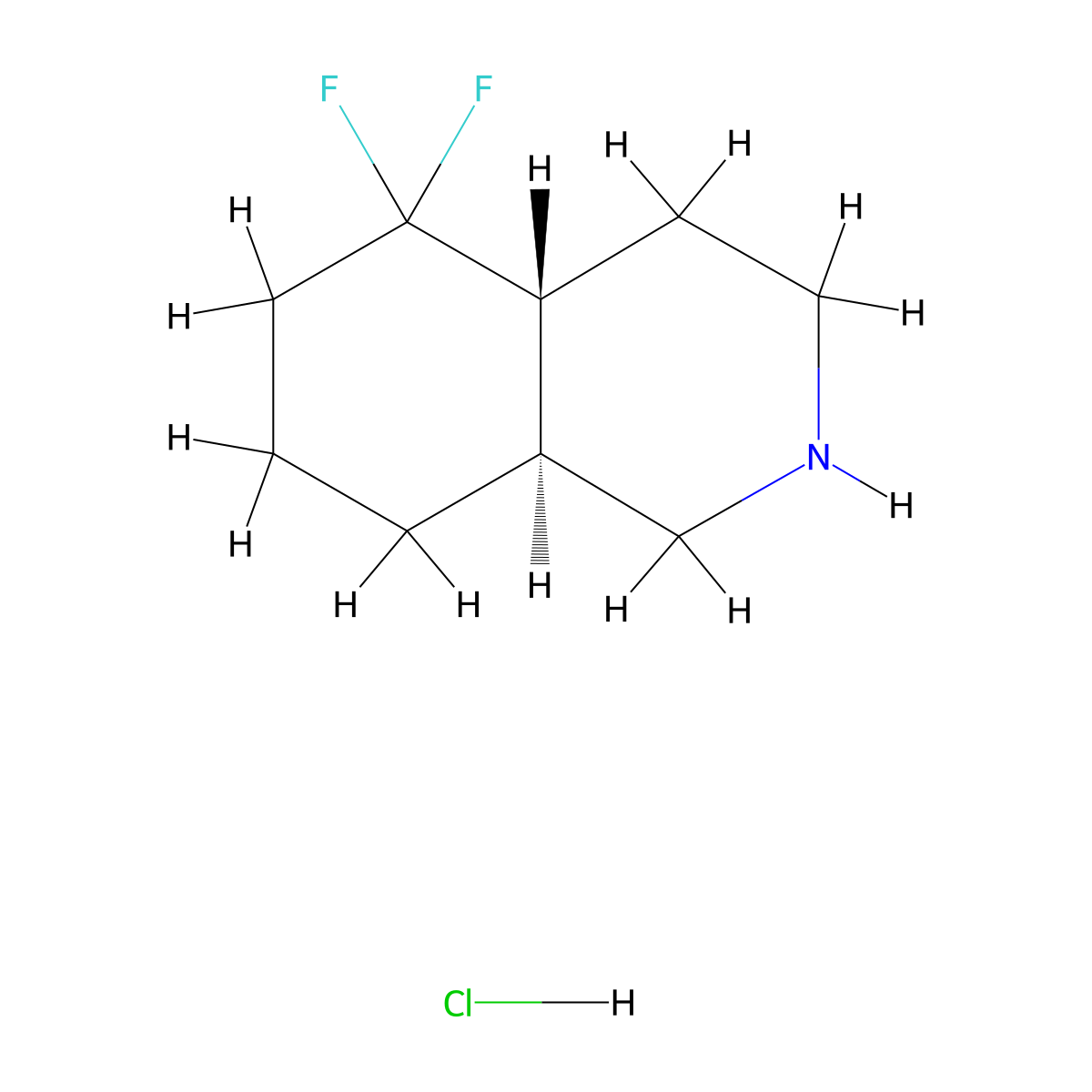 rac-(4aR,8aS)-5,5-difluoro-decahydroisoquinoline hydrochloride molecular structure, CAS 2741680-21-5