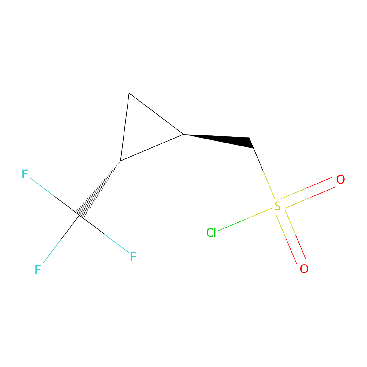 rac-((1R,2R)-2-(trifluoromethyl)cyclopropyl)methanesulfonyl chloride molecular structure, CAS 2741689-63-2
