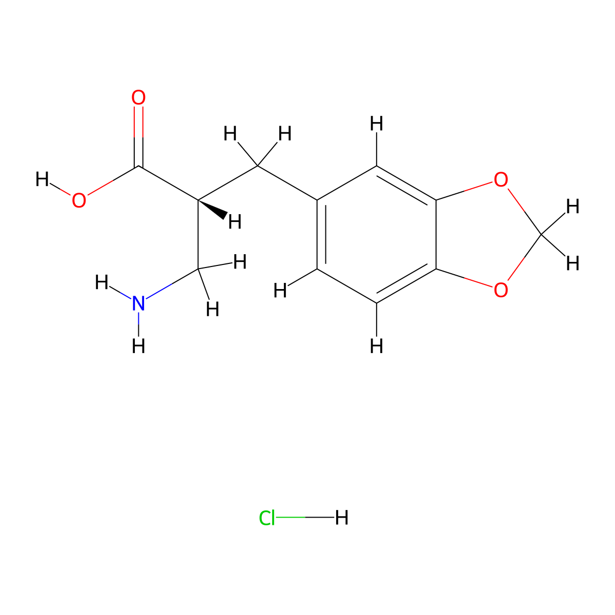 (R)-3-Amino-2-(benzo[d][1,3]dioxol-5-ylmethyl)propanoic acid hydrochloride molecular structure, CAS 2741691-14-3