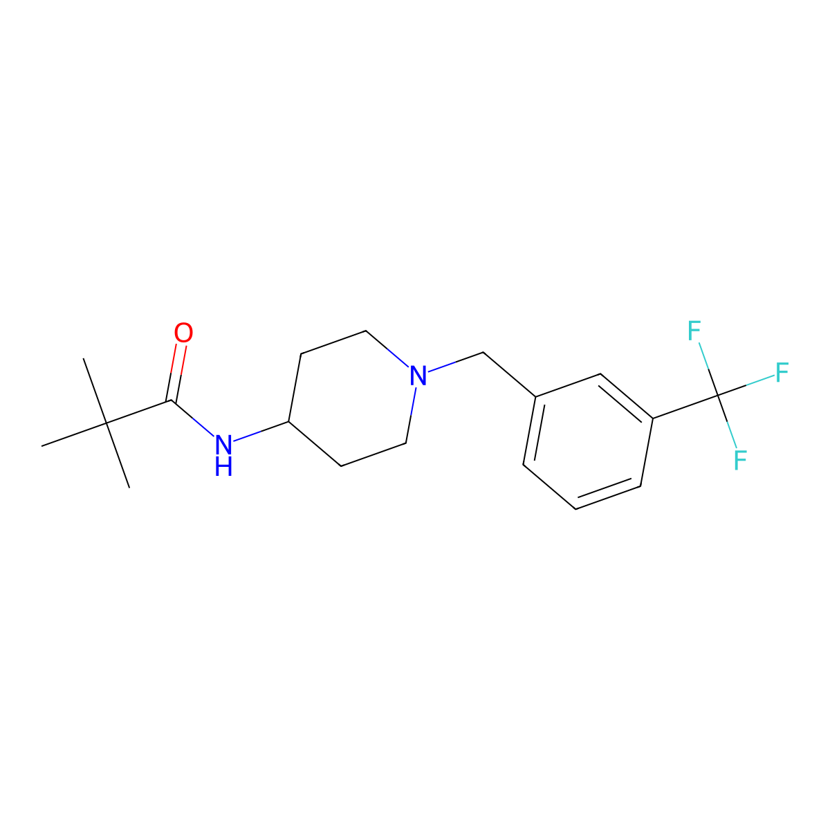 2,2-dimethyl-N-(1-{[3-(trifluoromethyl)phenyl]methyl}piperidin-4-yl)propanamide molecular structure, CAS 2741694-48-2