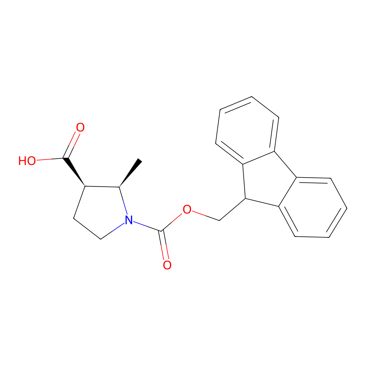 (2R,3R)-1-Fmoc-2-methylpyrrolidine-3-carboxylic acid molecular structure, CAS 2741740-62-3