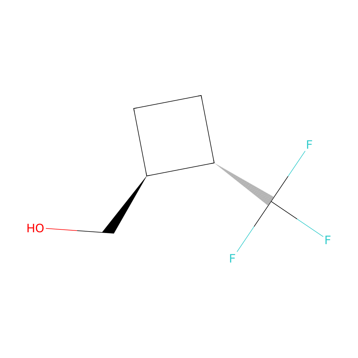 rac-[(1R,2R)-2-(trifluoromethyl)cyclobutyl]methanol,trans molecular structure, CAS 2741767-93-9