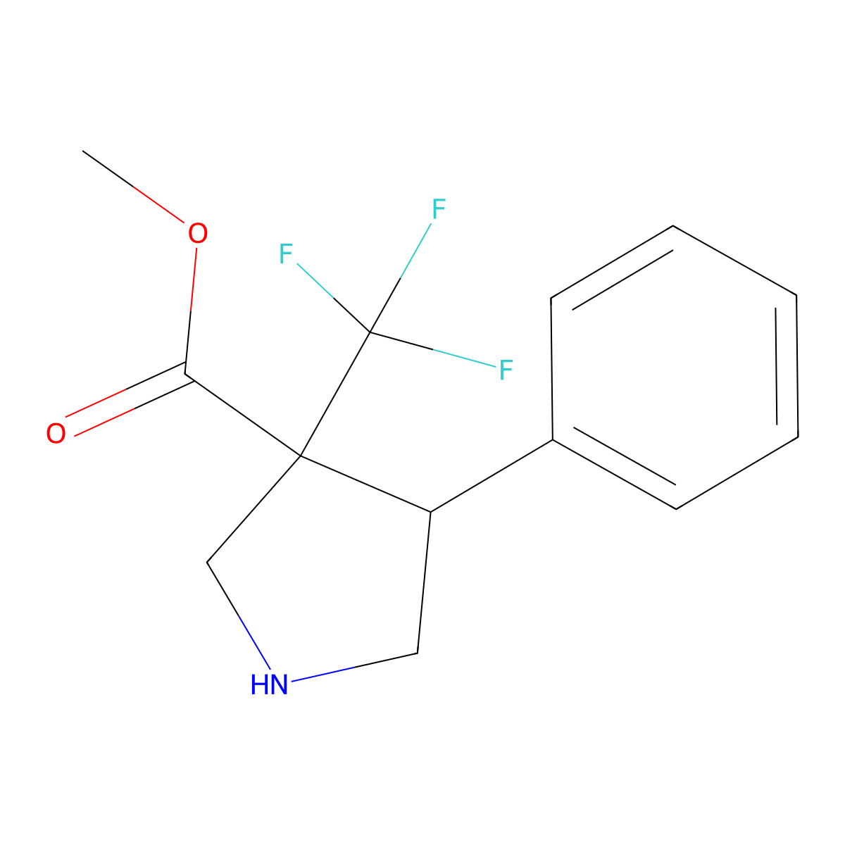Methyl (3R,4S)-4-phenyl-3-(trifluoromethyl)pyrrolidine-3-carboxylate molecular structure, CAS 2741781-77-9