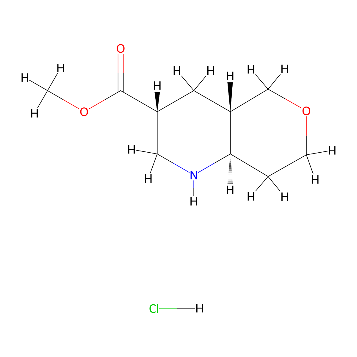 rac-methyl (3R,4aS,8aR)-octahydro-1H-pyrano[4,3-b]pyridine-3-carboxylate hydrochloride molecular structure, CAS 2741781-84-8
