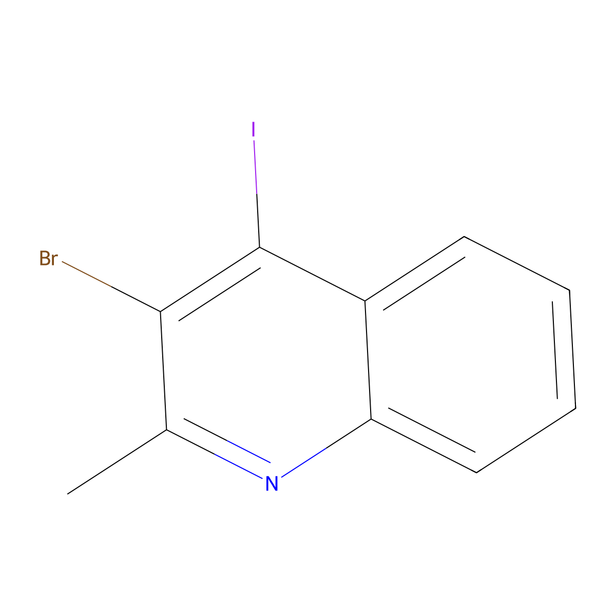 3-Bromo-4-iodo-2-methylquinoline molecular structure, CAS 2741831-74-1
