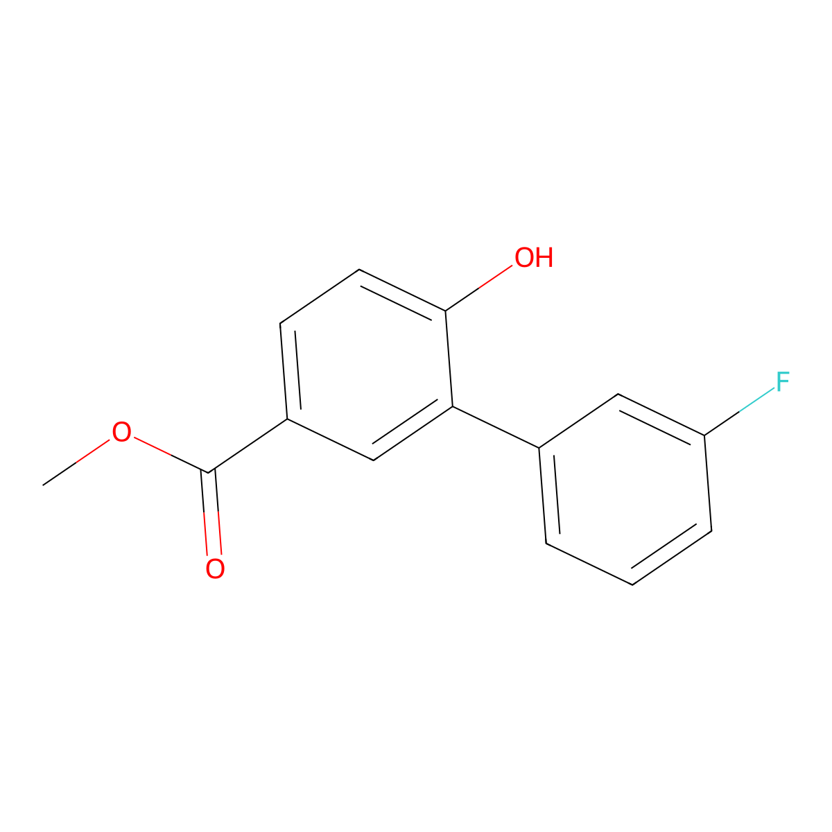 Methyl 3'-fluoro-6-hydroxy-[1,1'-biphenyl]-3-carboxylate molecular structure, CAS 2741844-97-1