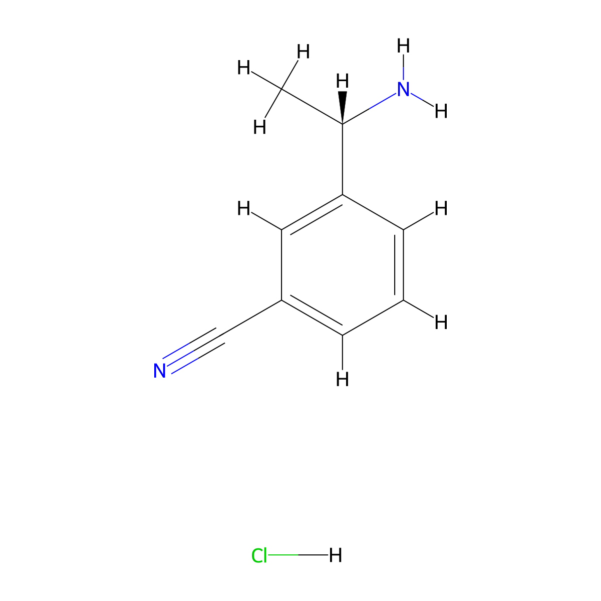 3-[(1S)-1-aminoethyl]benzonitrile hydrochloride molecular structure, CAS 2741870-03-9