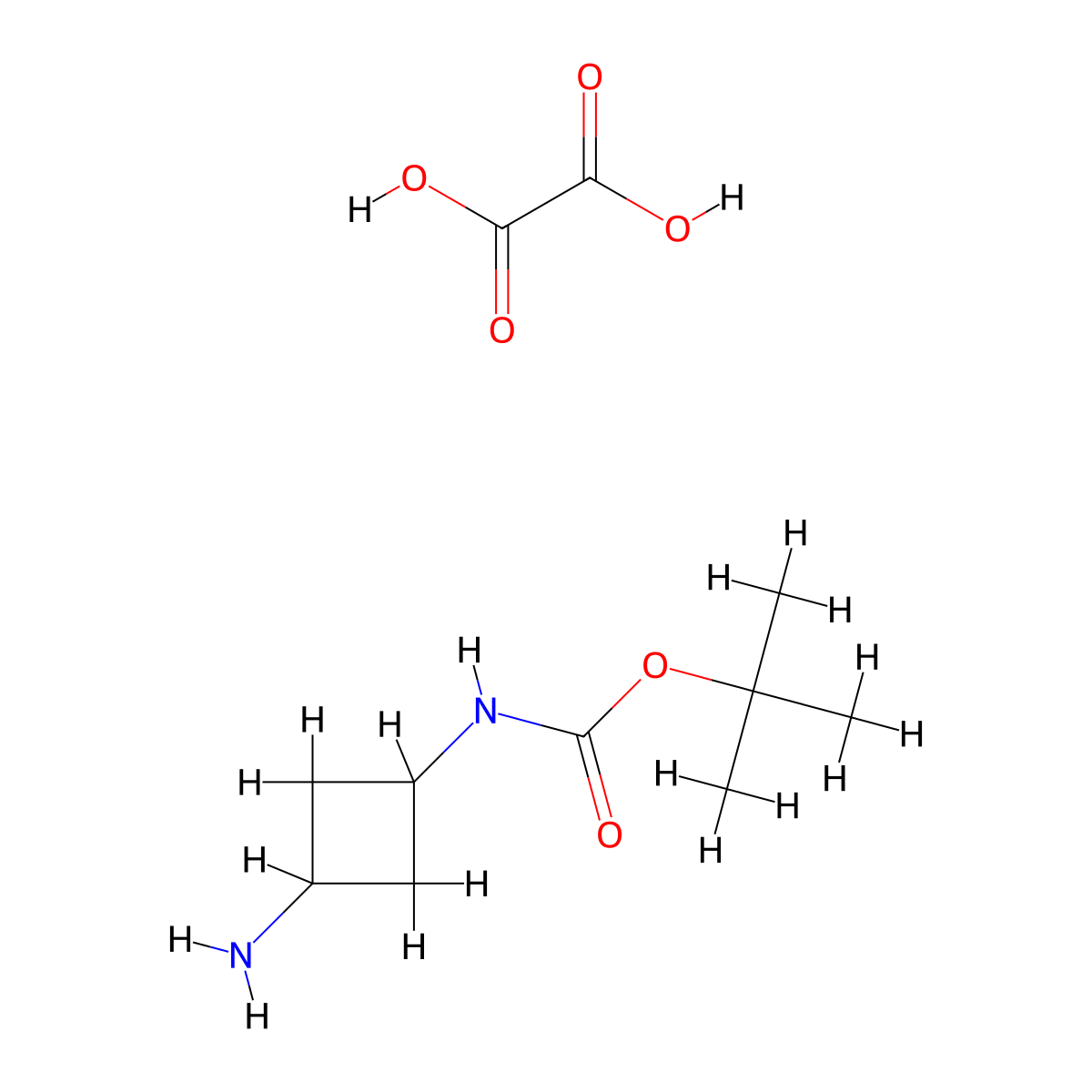tert-butyl cis-N-(3-aminocyclobutyl)carbamate;oxalic acid molecular structure, CAS 2741880-00-0