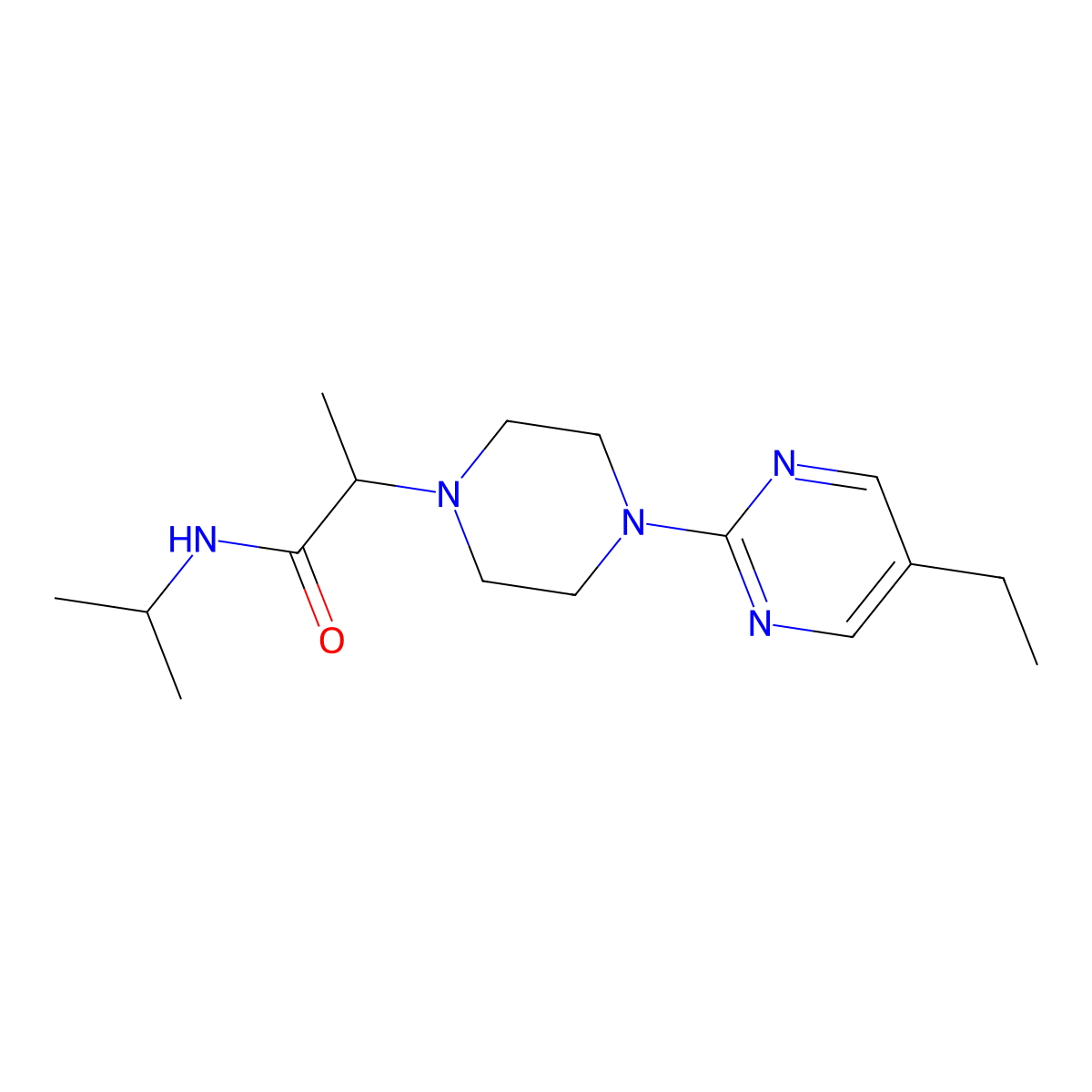 2-[4-(5-ethylpyrimidin-2-yl)piperazin-1-yl]-N-(propan-2-yl)propanamide molecular structure, CAS 2741888-99-1