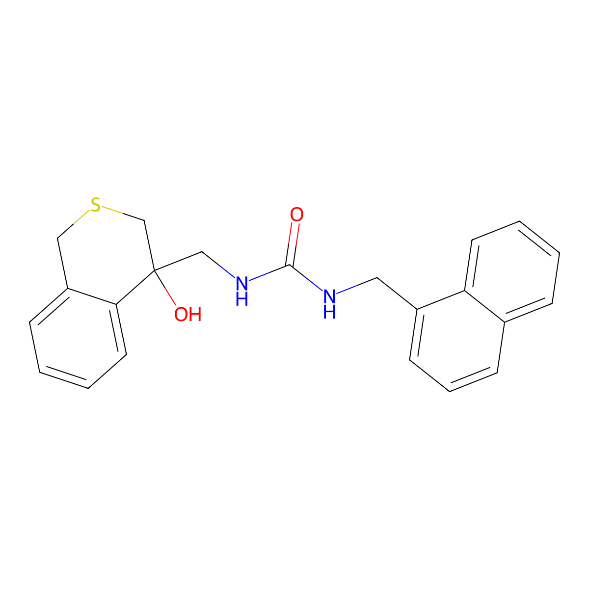 3-[(4-hydroxy-3,4-dihydro-1H-2-benzothiopyran-4-yl)methyl]-1-[(naphthalen-1-yl)methyl]urea molecular structure, CAS 2741889-00-7