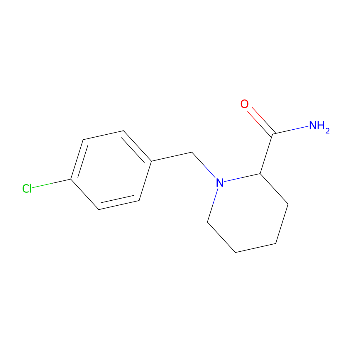 1-[(4-Chlorophenyl)methyl]piperidine-2-carboxamide molecular structure, CAS 2741889-05-2
