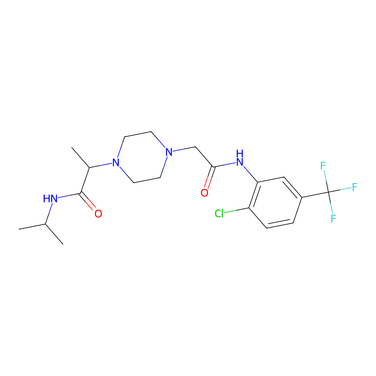 2-[4-({[2-chloro-5-(trifluoromethyl)phenyl]carbamoyl}methyl)piperazin-1-yl]-N-(propan-2-yl)propanamide molecular structure, CAS 2741889-09-6