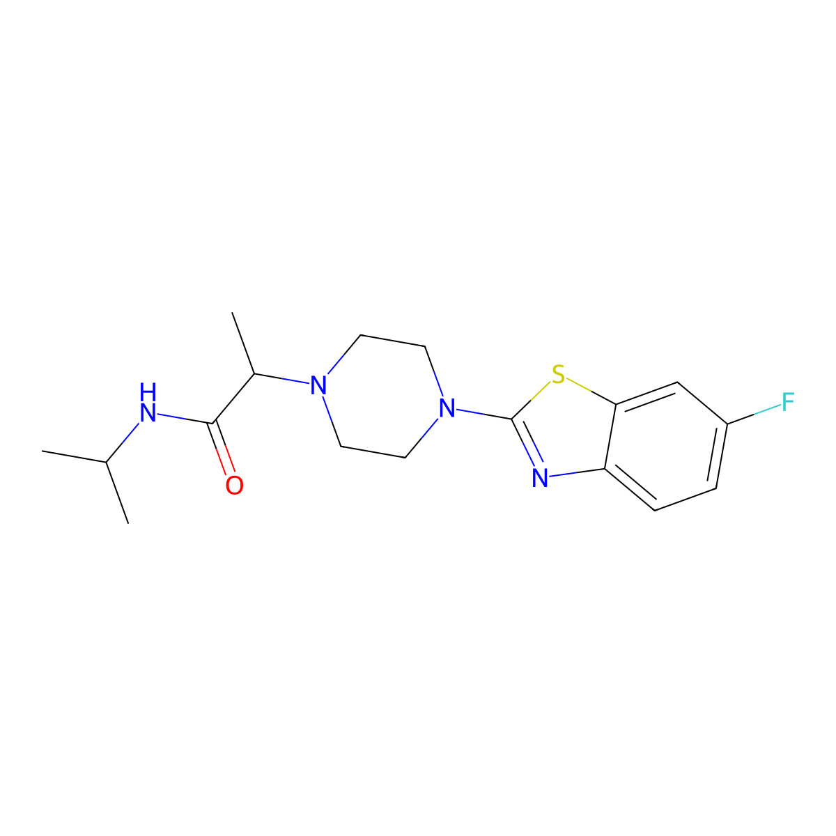 2-[4-(6-fluoro-1,3-benzothiazol-2-yl)piperazin-1-yl]-N-(propan-2-yl)propanamide molecular structure, CAS 2741889-10-9
