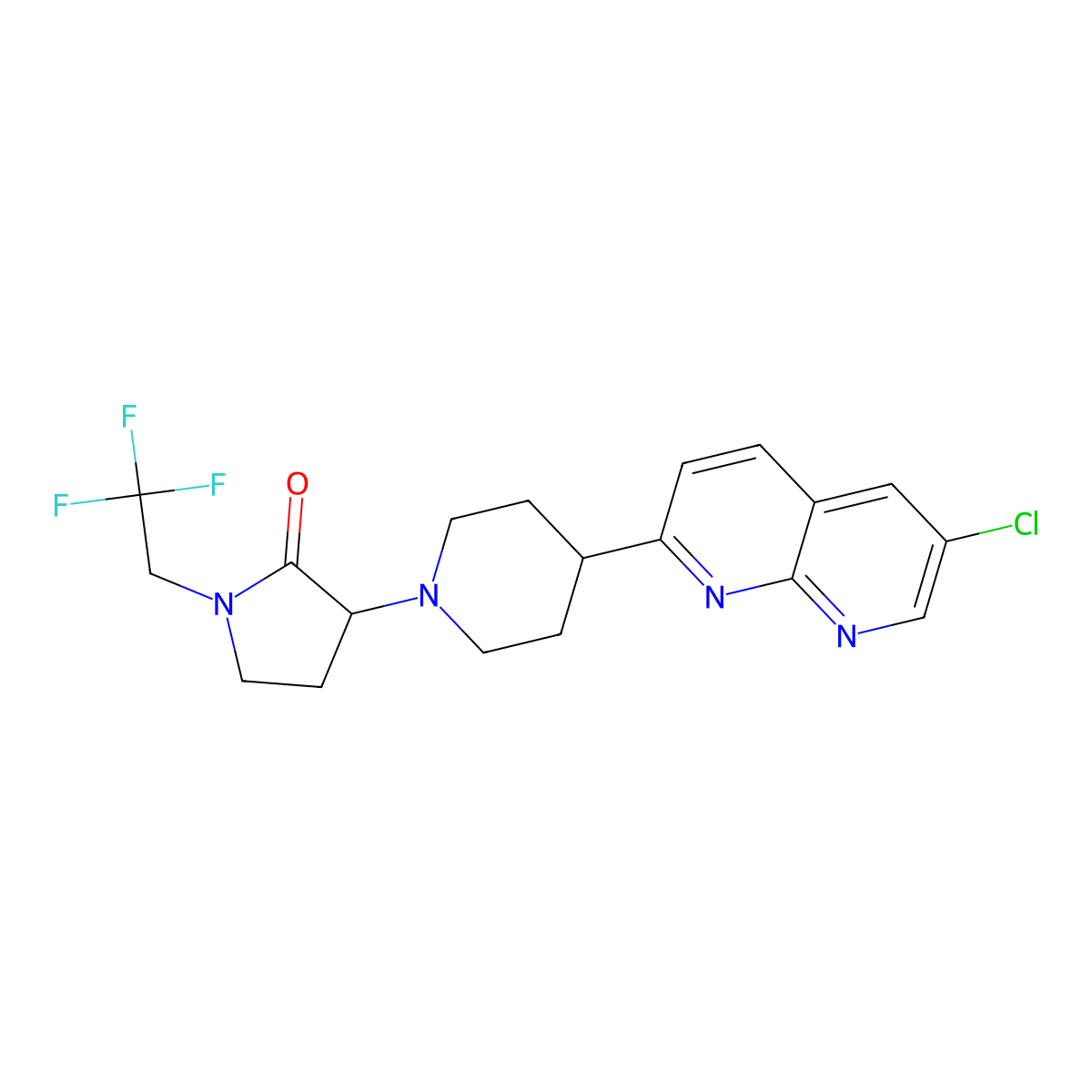 3-[4-(6-Chloro-1,8-naphthyridin-2-yl)piperidin-1-yl]-1-(2,2,2-trifluoroethyl)pyrrolidin-2-one molecular structure, CAS 2741889-18-7