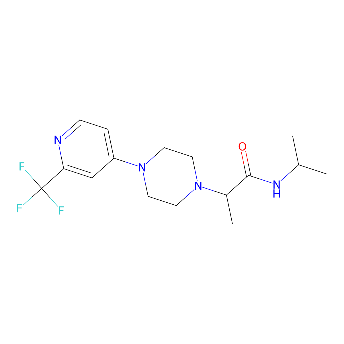 N-(propan-2-yl)-2-{4-[2-(trifluoromethyl)pyridin-4-yl]piperazin-1-yl}propanamide molecular structure, CAS 2741889-20-1