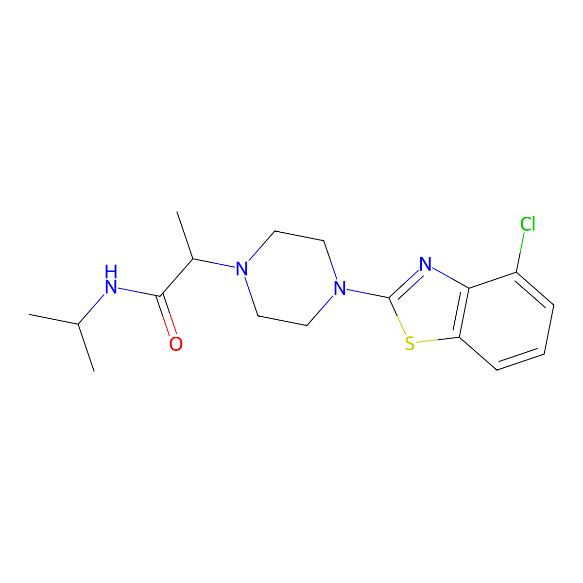2-[4-(4-chloro-1,3-benzothiazol-2-yl)piperazin-1-yl]-N-(propan-2-yl)propanamide molecular structure, CAS 2741889-21-2