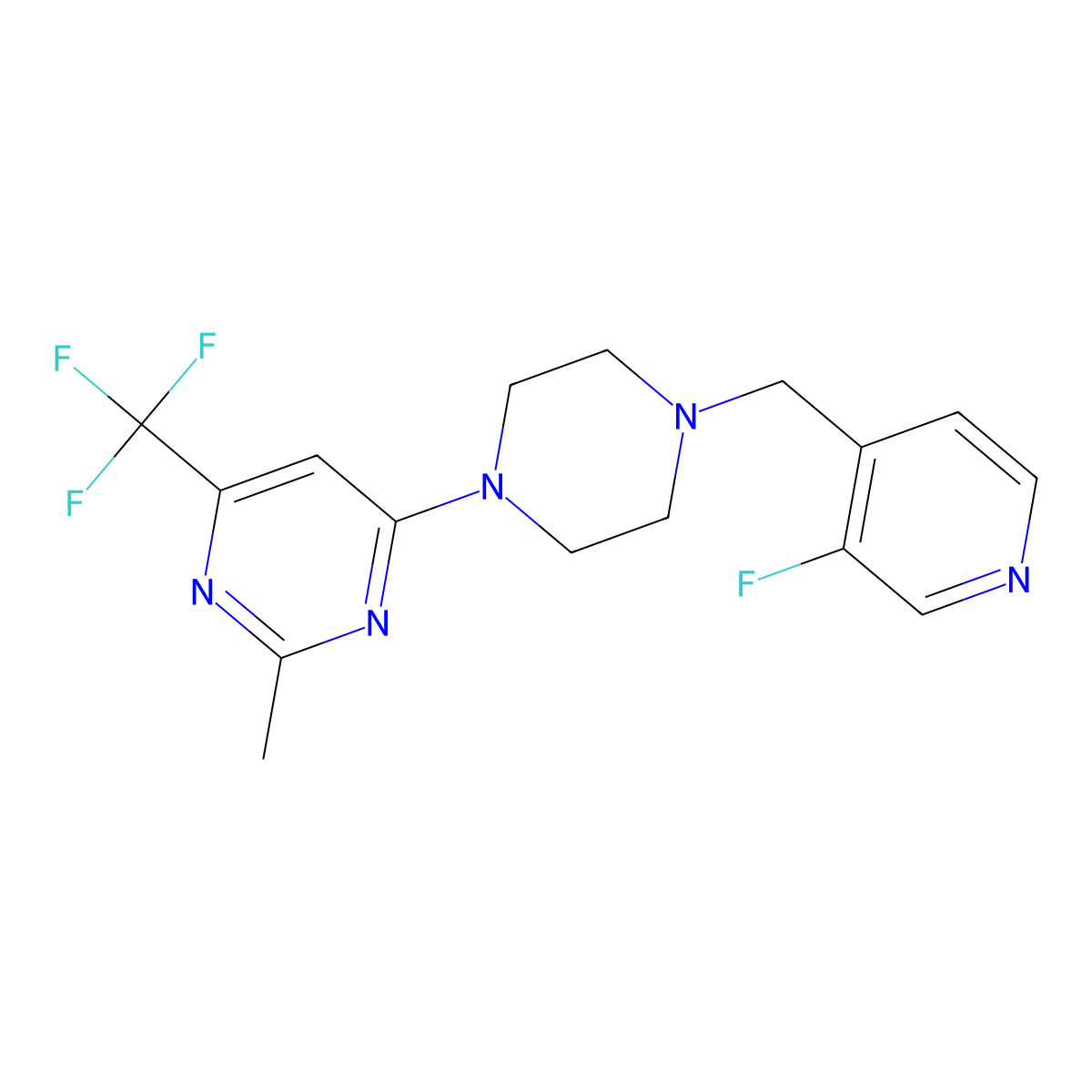 4-{4-[(3-Fluoropyridin-4-yl)methyl]piperazin-1-yl}-2-methyl-6-(trifluoromethyl)pyrimidine molecular structure, CAS 2741889-22-3