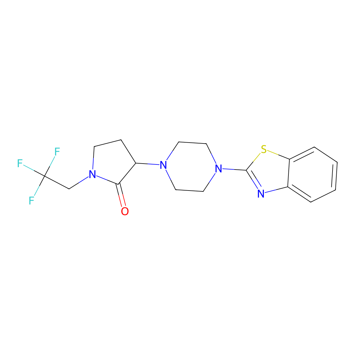 3-[4-(1,3-Benzothiazol-2-yl)piperazin-1-yl]-1-(2,2,2-trifluoroethyl)pyrrolidin-2-one molecular structure, CAS 2741889-26-7