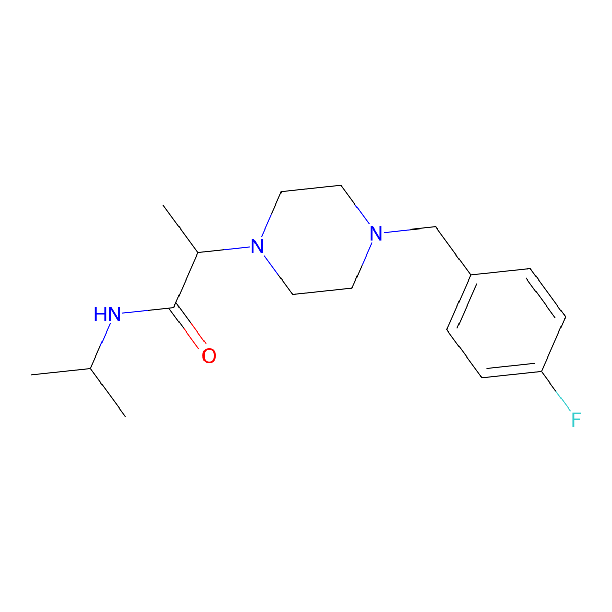 2-{4-[(4-fluorophenyl)methyl]piperazin-1-yl}-N-(propan-2-yl)propanamide molecular structure, CAS 2741889-27-8